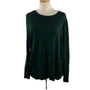 Lauren Ralph Lauren Sz 1X Dark Green Long Sleeve Top Embroidered Logo Stretch